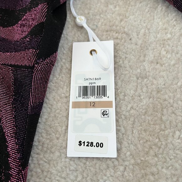 NWT Siena Metallic Stripe Cocktail Long Sleeve Dress 12 - Picture 10 of 14